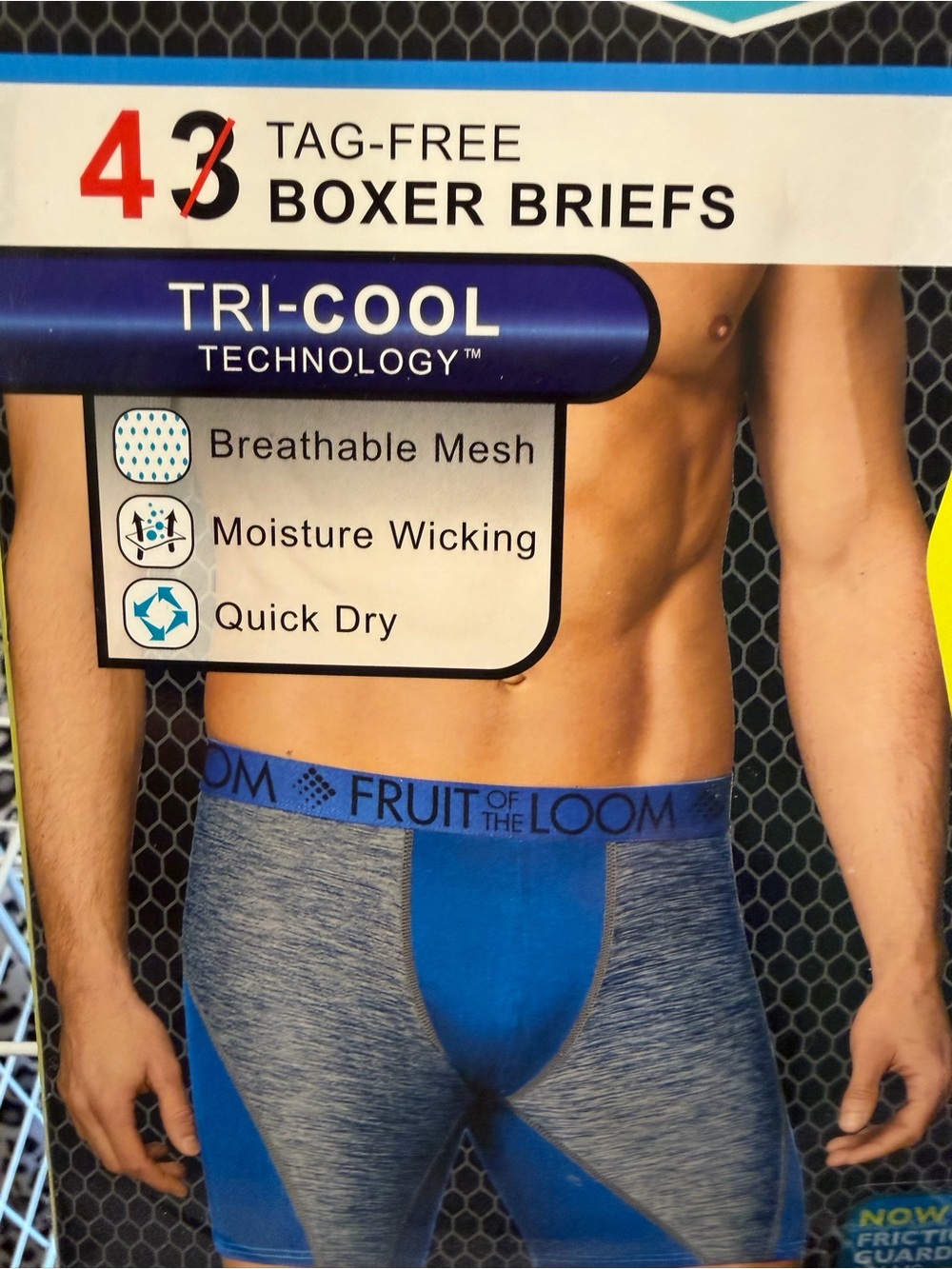 Fruit of the Loom Men’s Blue and Gray Tri-Cool Boxer Briefs